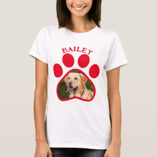 Huisdierhond of kat Foto Rode Pootafdruk T-shirt