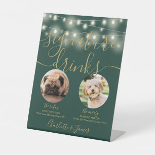 Huisdierhond Onderschrift Dranken Slingerlichten G Reclamebord Met Voetstuk