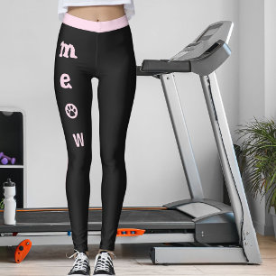 Huisdierkat Liefhebber Schattig Miauw Poot Jet Zwa Leggings