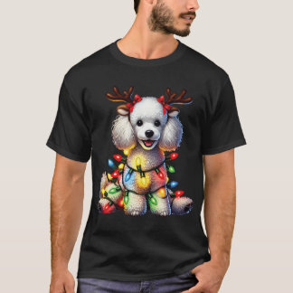 Huisdierliefhebbers Kerstmis Poodle Hond Rendier K T-shirt