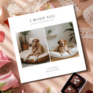 Huisdiervakantie I Woof You Valentijnsdag Fotokaar Feestdagenkaart