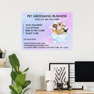 Huisdierverzorger Zittende Hond Kat Bad Poster