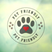 Huisdiervriendelijk label met hartpoot raamsticker (Vel 3)