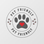 Huisdiervriendelijk label met hartpoot raamsticker (Vel)