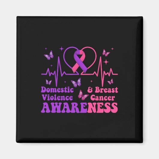 Huiselijk geweld & kamp; Borstkanker Bewustzijn Mo Magneet (Voorkant)