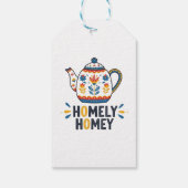 Huiselijk gezellig theepot ontwerp cadeaulabel (Achterkant)