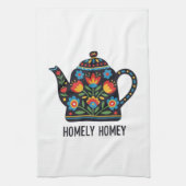 Huiselijk huis theepot ontwerp theedoek (Verticaal)