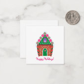 Huiselijke mini kerst-kersthuis notitiekaartje (Voorkant / Achterkant in situ)