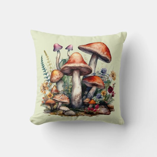 Huiselijke Paddestoelen Worp Kussen (Voorkant)