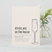 Huisfeest uitnodiging met Champagne (Staand voorkant)