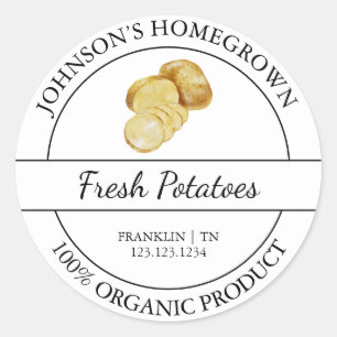 Huisgegroeide tuin Verse biologische aardappel Lab Ronde Sticker