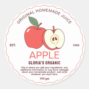 Huisgemaakte appel fruitsap uit de oude doos ronde sticker