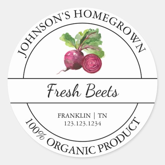 Huisgeteelde tuin Verse biologische bieten Label (Voorkant)