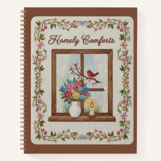 Huishoudelijke Comfort Geborduurd Raam & Bloemen Notitieboek