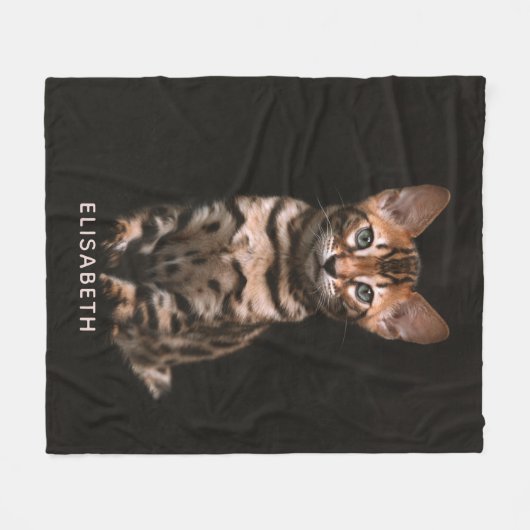 Huishoudelijke kat Kitten Leopard Spots gepersonal Fleece Deken (Voorkant (Horizontaal))