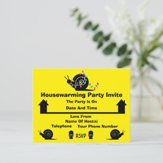 Huishoudelijke opwarming | Thuis verplaatsen | Fun Aankondigingskaart (Staand voorkant)