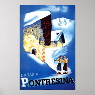 Huishoudens in Pontresina, Zwitserland Poster