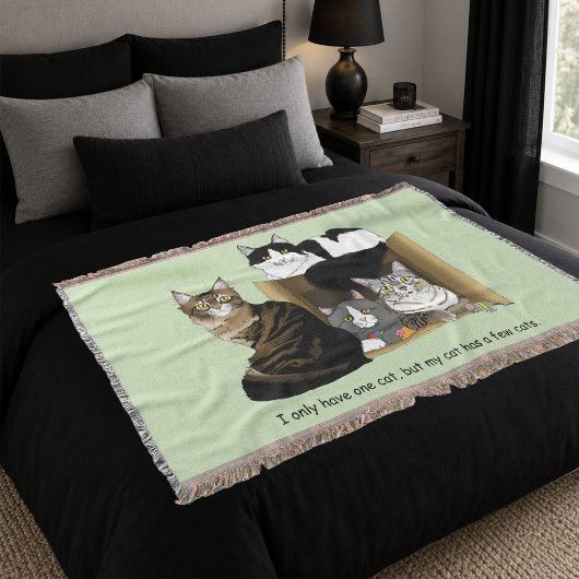 Huishoudens met Meerdere Katten Groen Grappig Deken