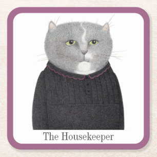 HUISHOUDSTER CAT Vierkante Papier Onderzetters + T