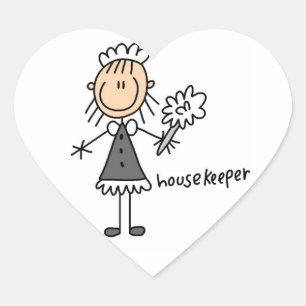 Huishoudster Stick Figure Hart Sticker