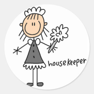Huishoudster Stick Figure Ronde Sticker