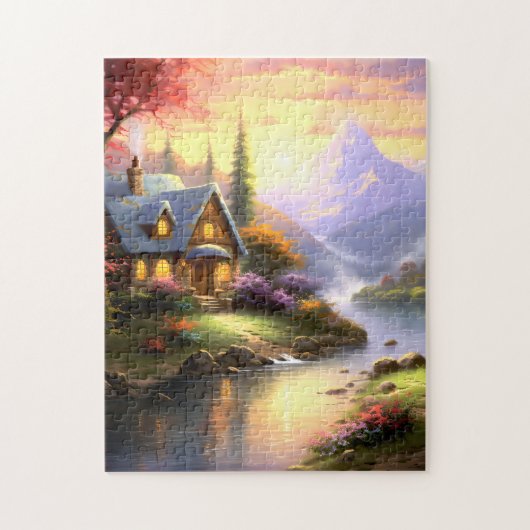 Huisje bij de rivier Puzzel Legpuzzel (Verticaal)