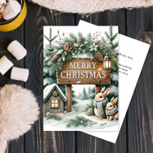 Huisje en Forest Bunny | Betoverende kerst