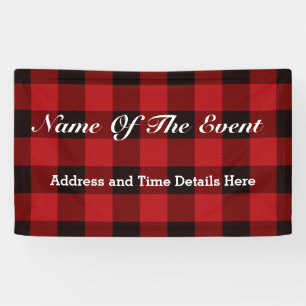 huisje Kerstplaid Rode buffel houthakker Spandoek