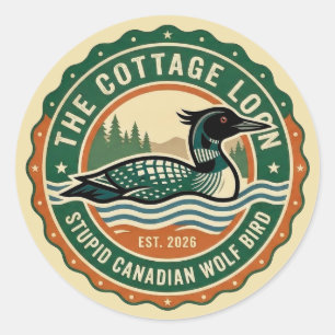 Huisje Maan Stomme Canadese Wolf Vogel Ronde Sticker