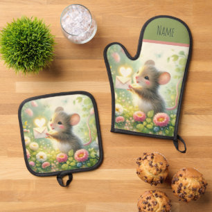 Huisje Muis Liebesbrief Weide Ovenwant & Pannenlap Set