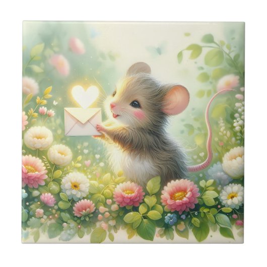 Huisje Muis Liebesbrief Weide Tegeltje (Voorkant)
