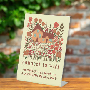Huisjesverhuur WIFI Login Wachtwoord Boerderij Reclamebord Met Voetstuk