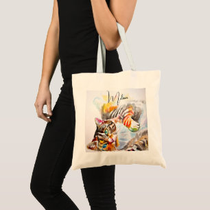 Huiskat Aquarel Cute Tabby Cats Tote Bag