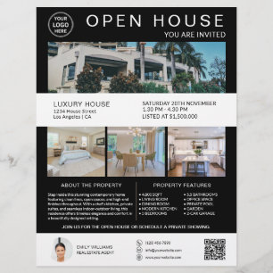 Huislogo foto QR Zwart Wit Open Huizen Dag Vastgoe Flyer