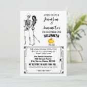 Huisopwarming Halloween party skeleton gothic kopp Kaart (Staand voorkant)