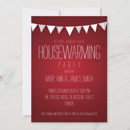 Huisopwarmingspartij Hart Bunting Red Kaart (Voorkant)