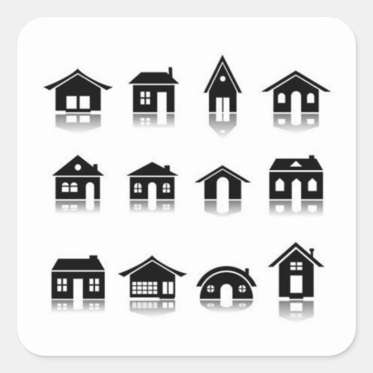 huispictogram-set2 klassieke ronde sticker (Voorkant)