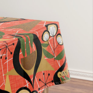 Huisplanten   Oranje, zwart, goud   Midden-eeuw Tafelkleed