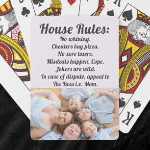 Huisregels Familie Foto Moderne Typografie Pokerkaarten