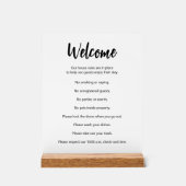 Huisregels vakantiewoning Zwart-wit sjabloon Acryl Bord (Voorkant)