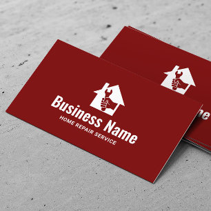 Huisreparatie Logo Eenvoudig Rood Klusjesman Visitekaartje