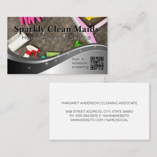 Huisschoonmaakmiddelen | QR-code Visitekaartje (Voorkant / Achterkant)