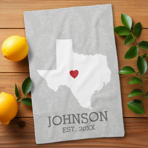 Huisstaat Kaart Kunst - Aangepaste naam Texas Theedoek