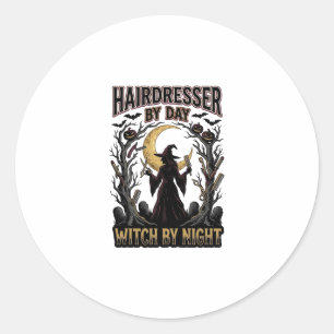 Huisstijl Heks Halloween Kapper overdag ontwerp_ Ronde Sticker