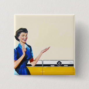 Huisvrouw en New Washer Vierkante Button 5,1 Cm