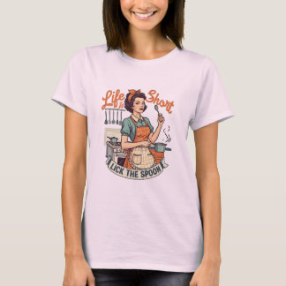 Huisvrouw Funny Life Quote Het leven is kort T-shirt