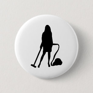 huisvrouw - stofzuiger - reiniging ronde button 5,7 cm