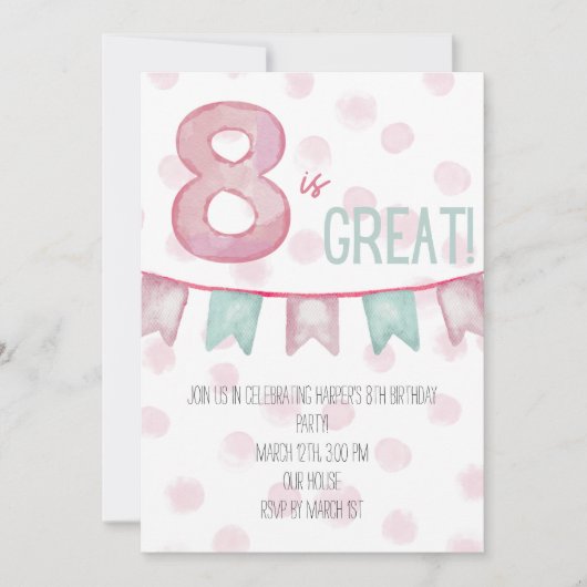 Huit ans, c'est une super invitation d'anniversair (Devant)
