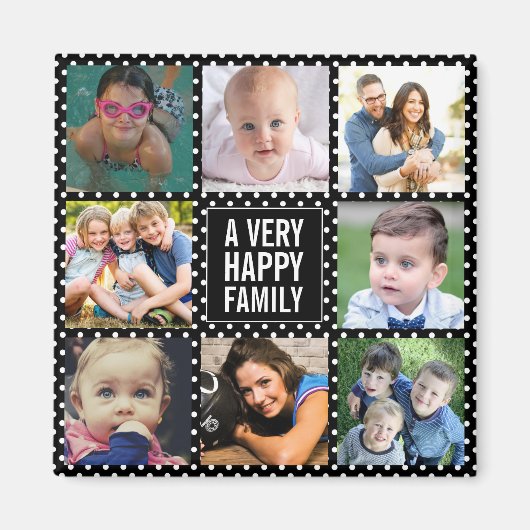 Huit Collage de photos de famille Magnet noir (Devant)