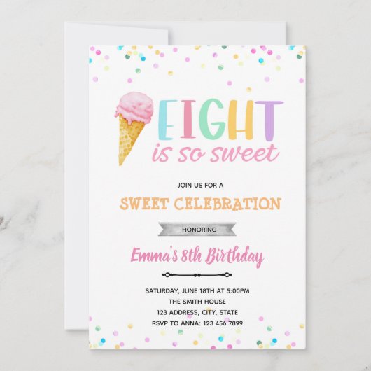 Huit est une invitation de glace si douce (Devant)